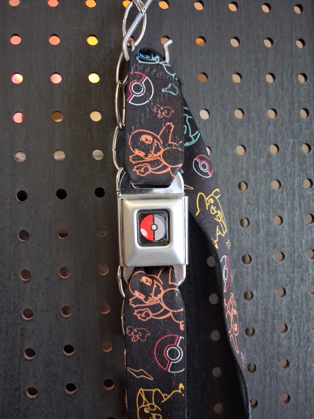 Buckle-Down Black Pokémon Belt with Multicolor  Accents. Seatbelt Buckle